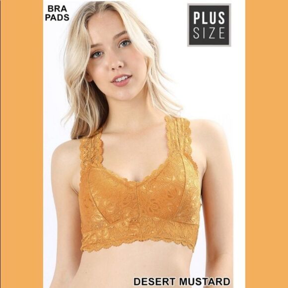 LAST ONE! Scalloped Lace Bralette In Desert Mustard - Picture 1 of 2